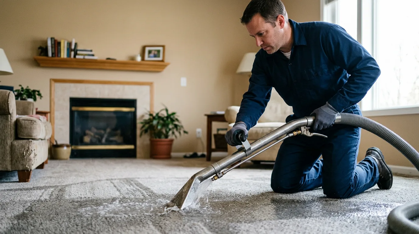 Water damage restoration technician working near Webster, ND